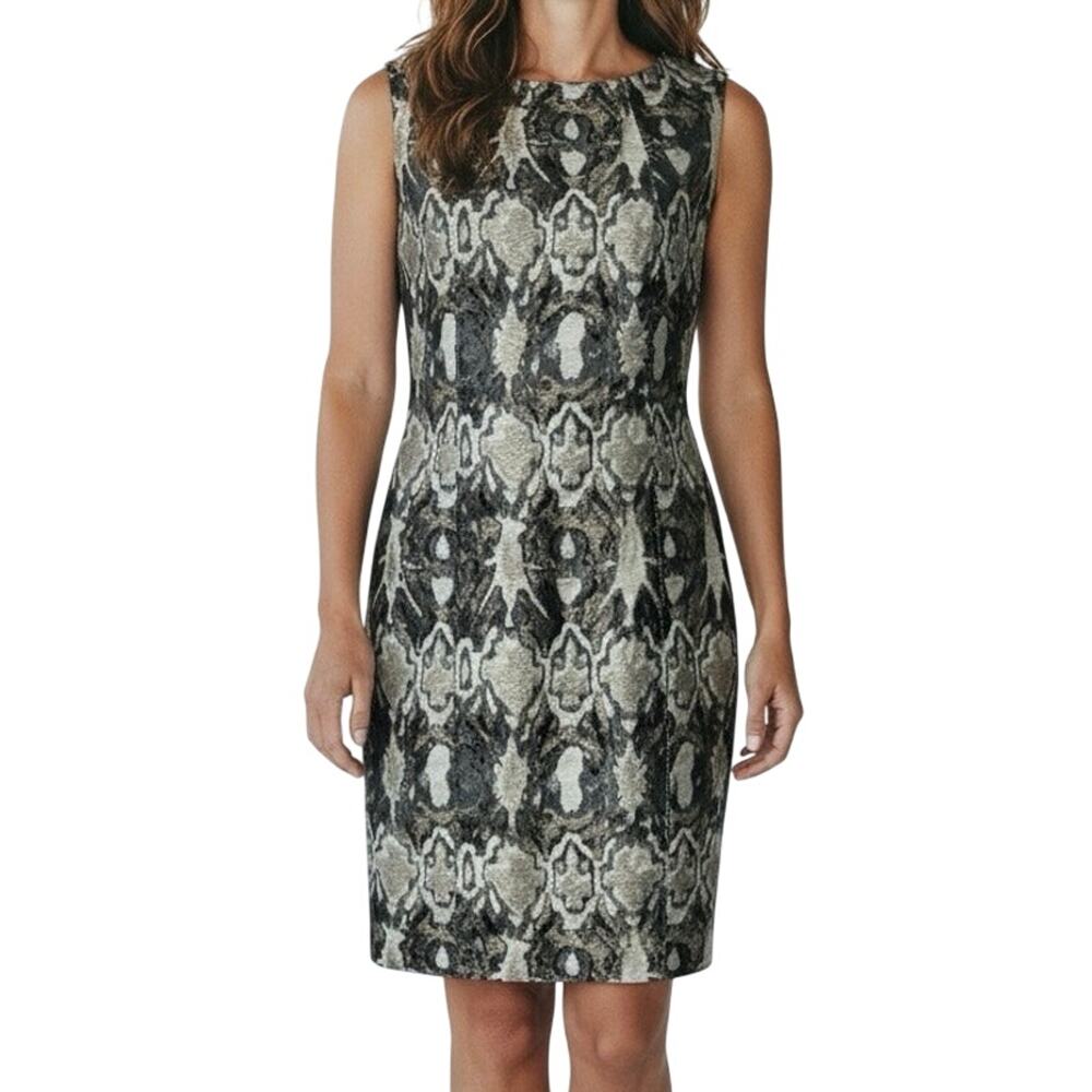Max Mara Women’s Size 2 Metallic Jacquard Sheath Dress Wool Blend Made Italy